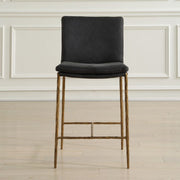 Uttermost Ascend Charcoal Gray Leather With Aged Gold Iron Counter Stool