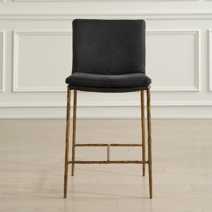 Uttermost Ascend Charcoal Gray Leather With Aged Gold Iron Counter Stool