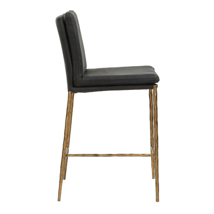 Uttermost Ascend Charcoal Gray Leather With Aged Gold Iron Counter Stool