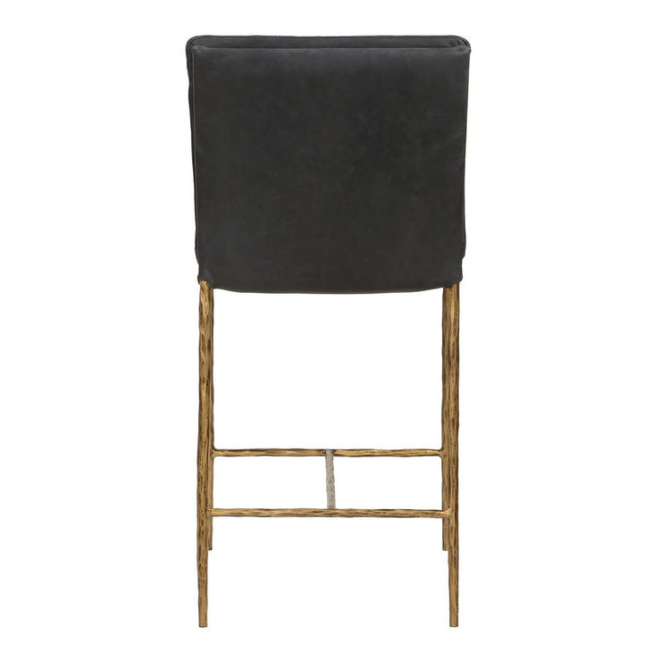 Uttermost Ascend Charcoal Gray Leather With Aged Gold Iron Counter Stool