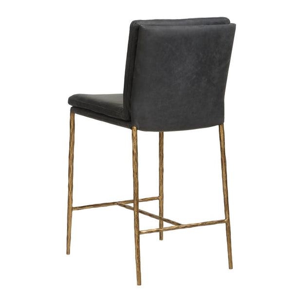 Uttermost Ascend Charcoal Gray Leather With Aged Gold Iron Counter Stool