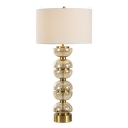 Uttermost Assemble Light Amber Glass Table Lamp With White Linen Shade