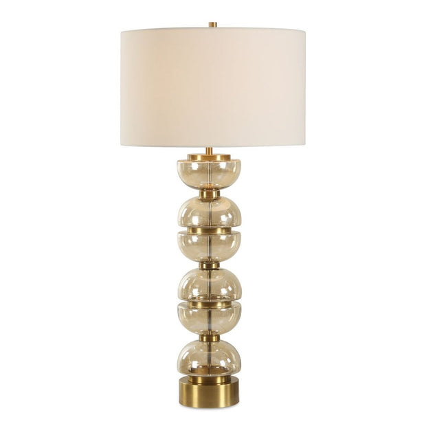 Uttermost Assemble Light Amber Glass Table Lamp With White Linen Shade