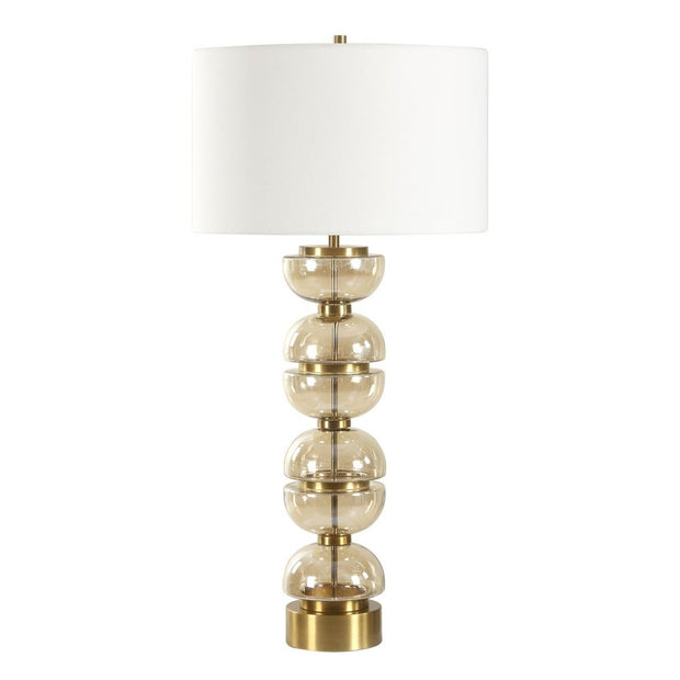Uttermost Assemble Light Amber Glass Table Lamp With White Linen Shade