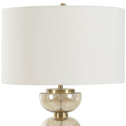 Uttermost Assemble Light Amber Glass Table Lamp With White Linen Shade
