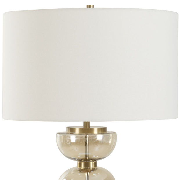 Uttermost Assemble Light Amber Glass Table Lamp With White Linen Shade
