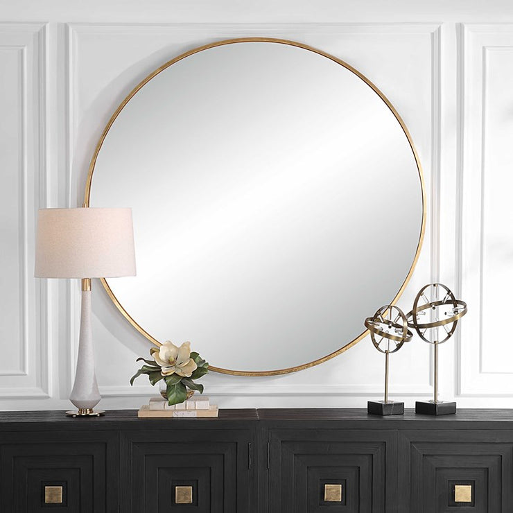 Uttermost Junius Antiqued Gold Leaf Iron Large Round Mirror