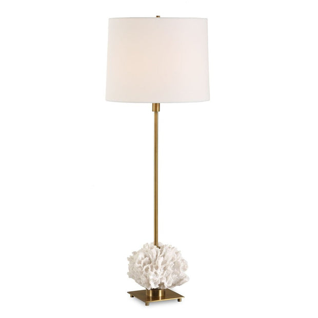 Uttermost Caronia Ivory Toned Coral Sculpture Buffet Lamp With Linen Shade