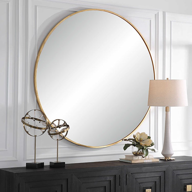 Uttermost Junius Antiqued Gold Leaf Iron Large Round Mirror