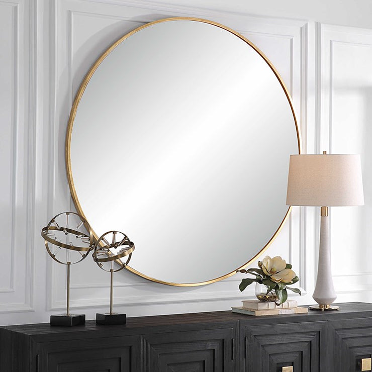 Uttermost Junius Antiqued Gold Leaf Iron Large Round Mirror