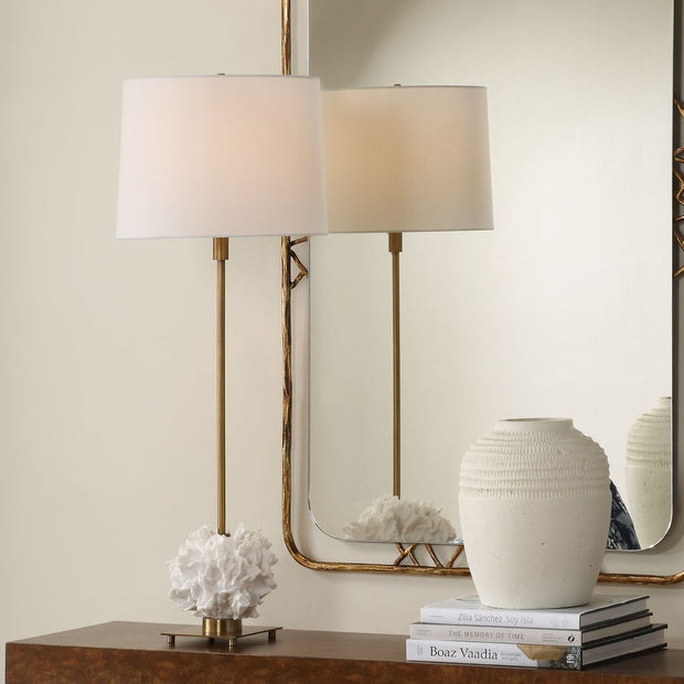 Uttermost Caronia Ivory Toned Coral Sculpture Buffet Lamp With Linen Shade