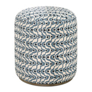 Uttermost Cas Steel Blue and Navy Plush Fabric Ottoman