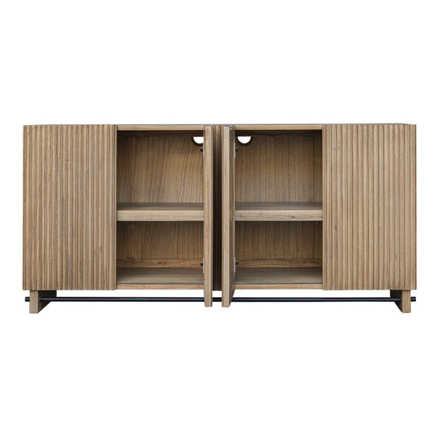 Uttermost Kellem Natural Wood Finish 4 Door Fluted Cabinet
