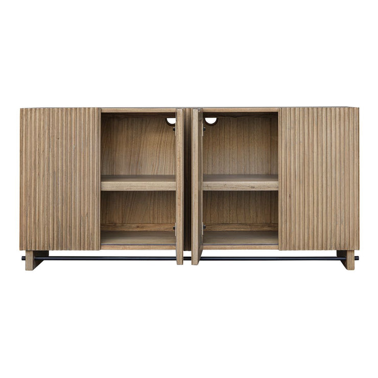 Uttermost Kellem Natural Wood Finish 4 Door Fluted Cabinet