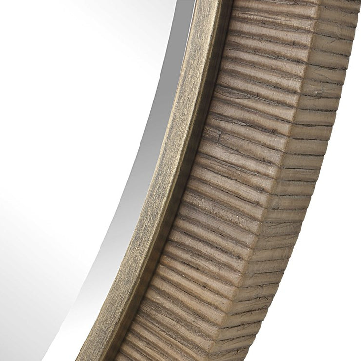 Uttermost Paradise Rattan Wrapped Antiqued Gold Iron Round Mirror