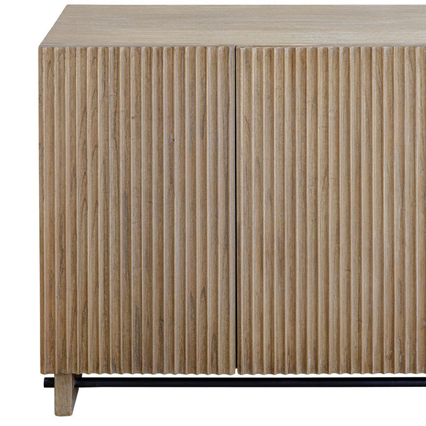 Uttermost Kellem Natural Wood Finish 4 Door Fluted Cabinet