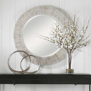 Uttermost Repose Whitewashed Round Mirror