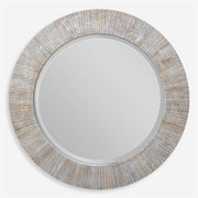 Uttermost Repose Whitewashed Round Mirror