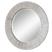 Uttermost Repose Whitewashed Round Mirror