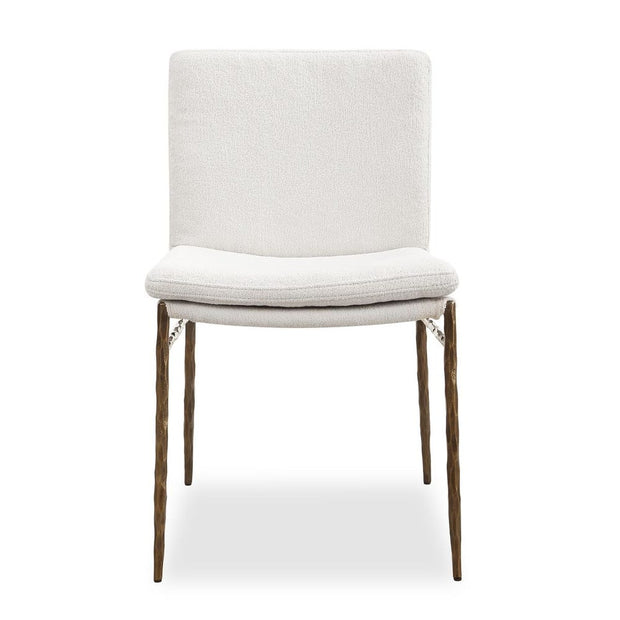 Uttermost Ascend White Boucle Cushioned Seat with Aged Gold Iron Dining Chair