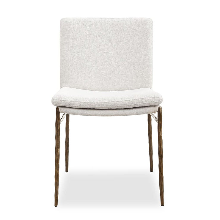 Uttermost Ascend White Boucle Cushioned Seat with Aged Gold Iron Dining Chair