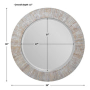 Uttermost Repose Whitewashed Round Mirror