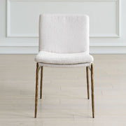 Uttermost Ascend White Boucle Cushioned Seat with Aged Gold Iron Dining Chair