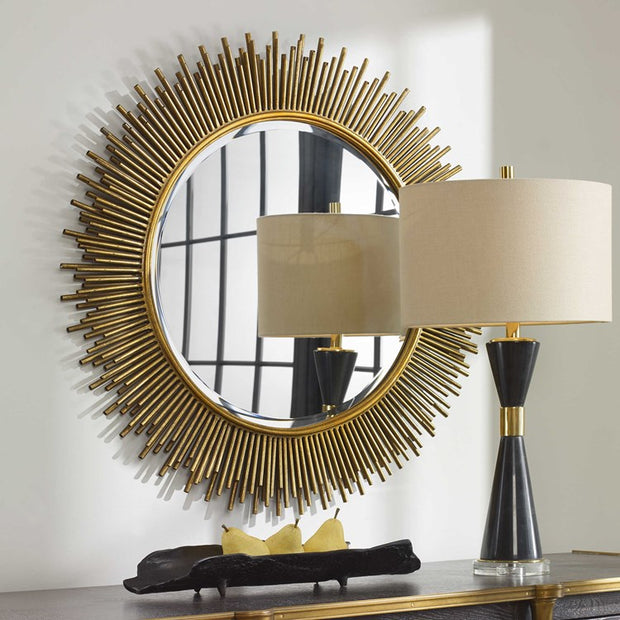 Uttermost Marlo Antiqued Gold Leaf Round Mirror