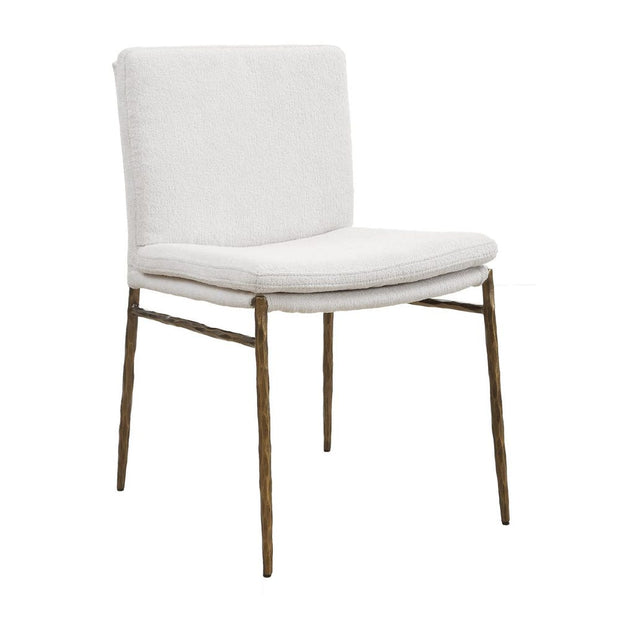 Uttermost Ascend White Boucle Cushioned Seat with Aged Gold Iron Dining Chair