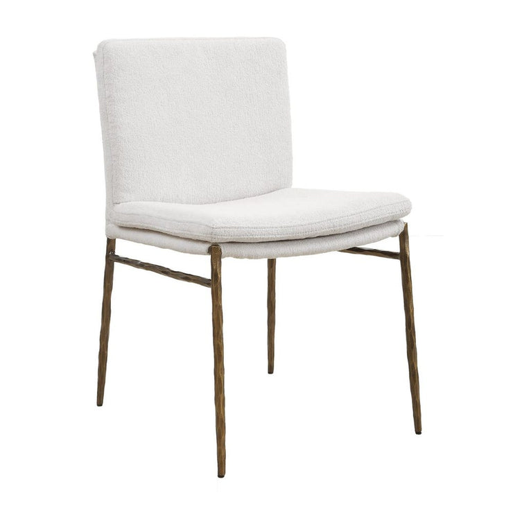 Uttermost Ascend White Boucle Cushioned Seat with Aged Gold Iron Dining Chair