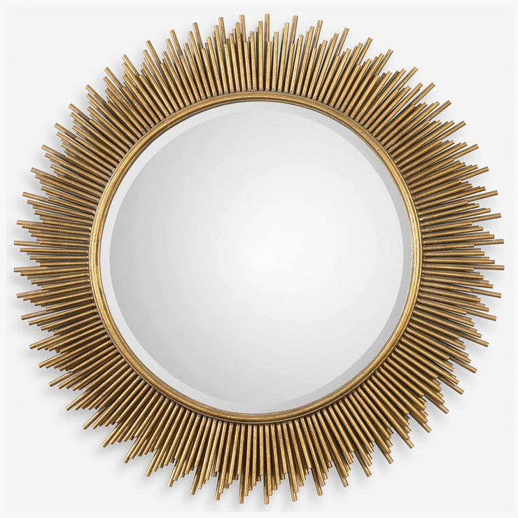 Uttermost Marlo Antiqued Gold Leaf Round Mirror