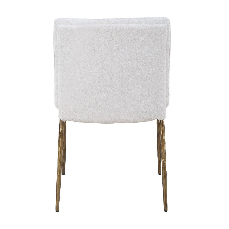 Uttermost Ascend White Boucle Cushioned Seat with Aged Gold Iron Dining Chair