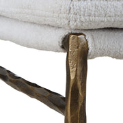 Uttermost Ascend White Boucle Cushioned Seat with Aged Gold Iron Dining Chair