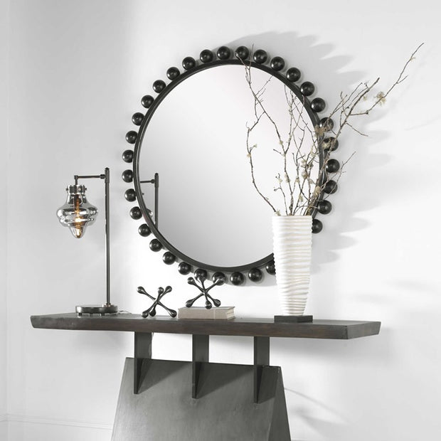 Uttermost Cyra Black Iron Round Mirror