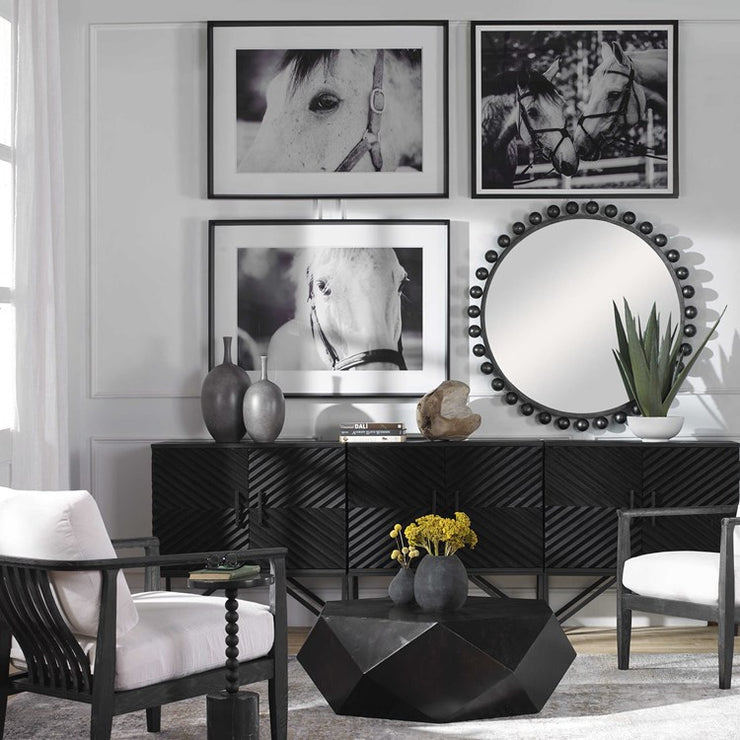 Uttermost Cyra Black Iron Round Mirror