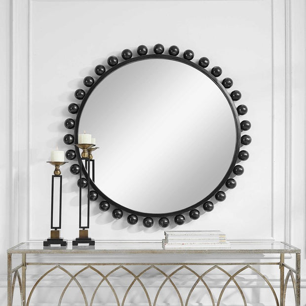 Uttermost Cyra Black Iron Round Mirror