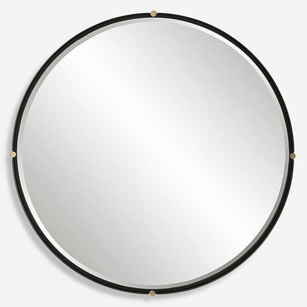 Uttermost Bonded Matte Black Iron Round Mirror