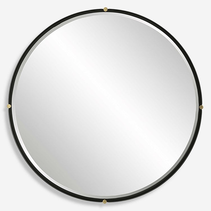 Uttermost Bonded Matte Black Iron Round Mirror