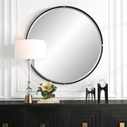 Uttermost Bonded Matte Black Iron Round Mirror