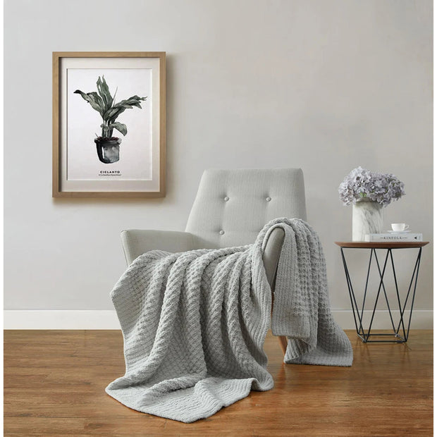 Sunday Citizen Waffle Lightweight Cloud Gray Throw