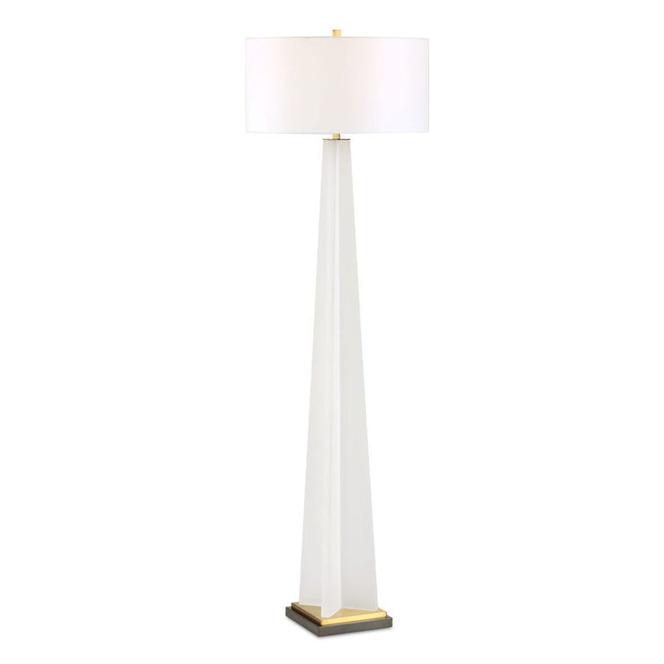 Uttermost Rosin Frosted White With Antique Brass And Black Floor Lamp
