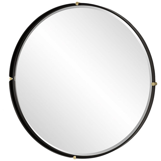Uttermost Bonded Matte Black Iron Round Mirror