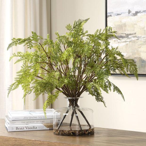 Uttermost Woodland Lush Fern Centerpiece In Glass Jar