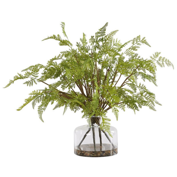 Uttermost Woodland Lush Fern Centerpiece In Glass Jar