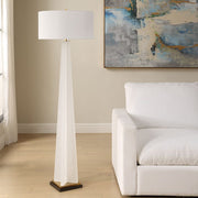 Uttermost Rosin Frosted White With Antique Brass And Black Floor Lamp