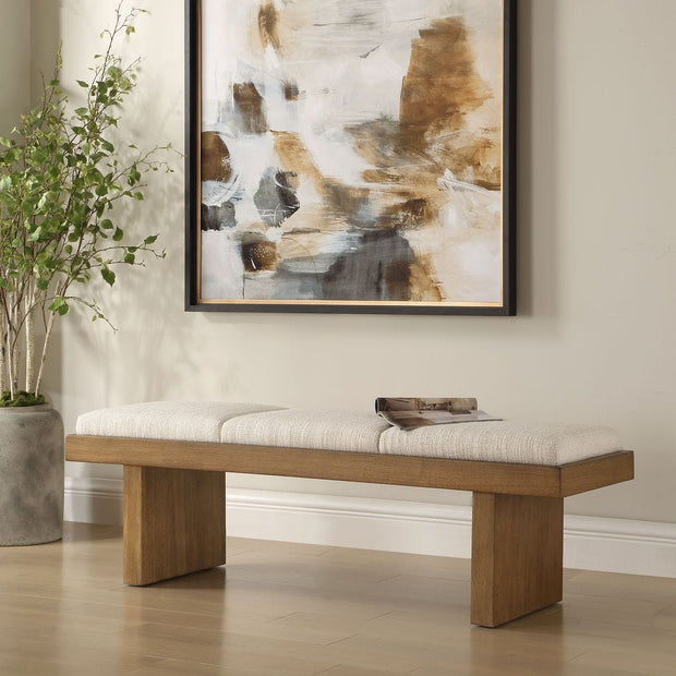 Uttermost Haden Ivory Boucle Bench