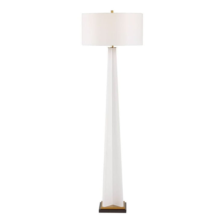 Uttermost Rosin Frosted White With Antique Brass And Black Floor Lamp