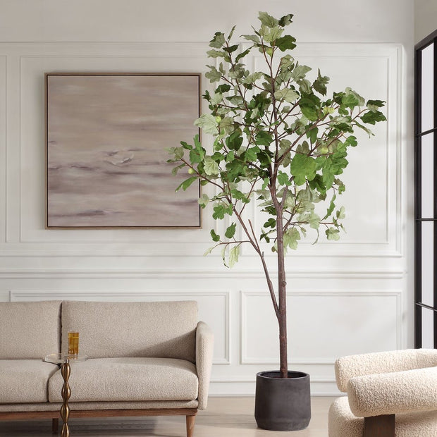 Uttermost Eden Fig Tree In Charcoal Black Concrete Pot