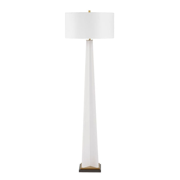 Uttermost Rosin Frosted White With Antique Brass And Black Floor Lamp