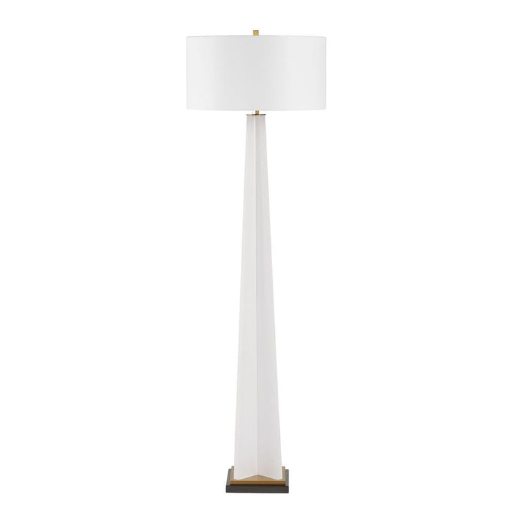 Uttermost Rosin Frosted White With Antique Brass And Black Floor Lamp